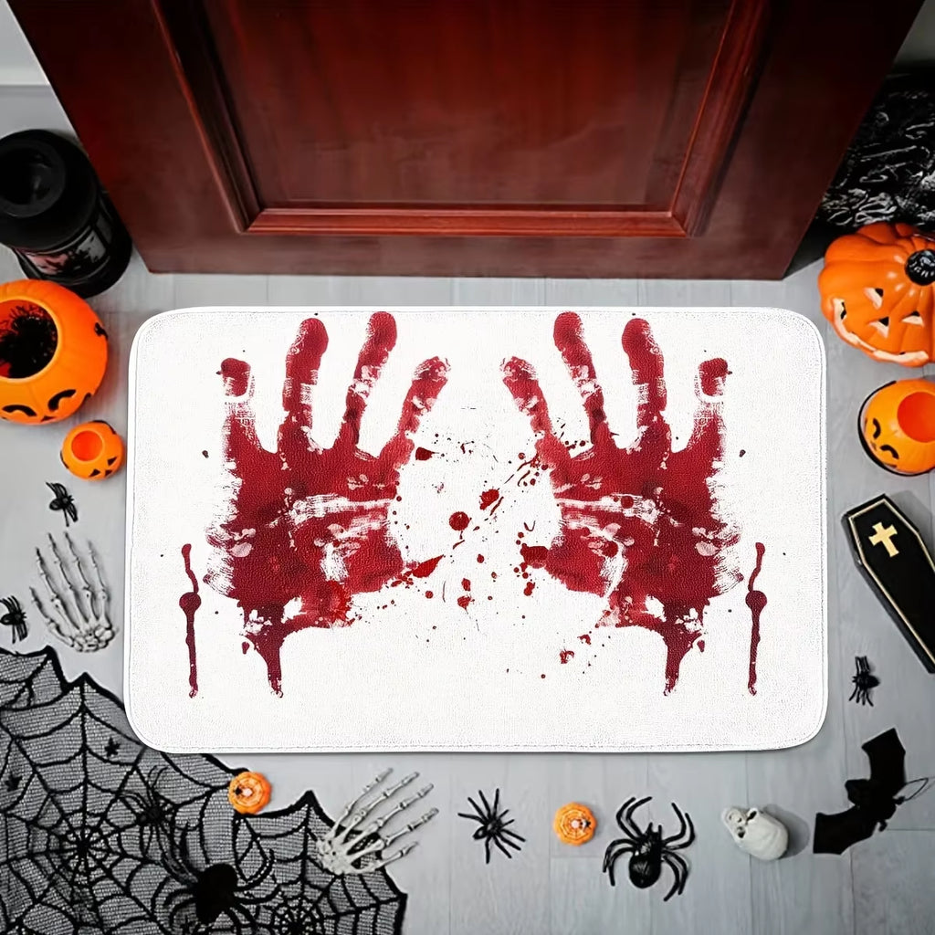 Halloween Bath Mat Bloody Handprint Entrance Doormat Decor Bathroom Corridor Balcony Rugs Prank Blood Bedroom Rug Halloween