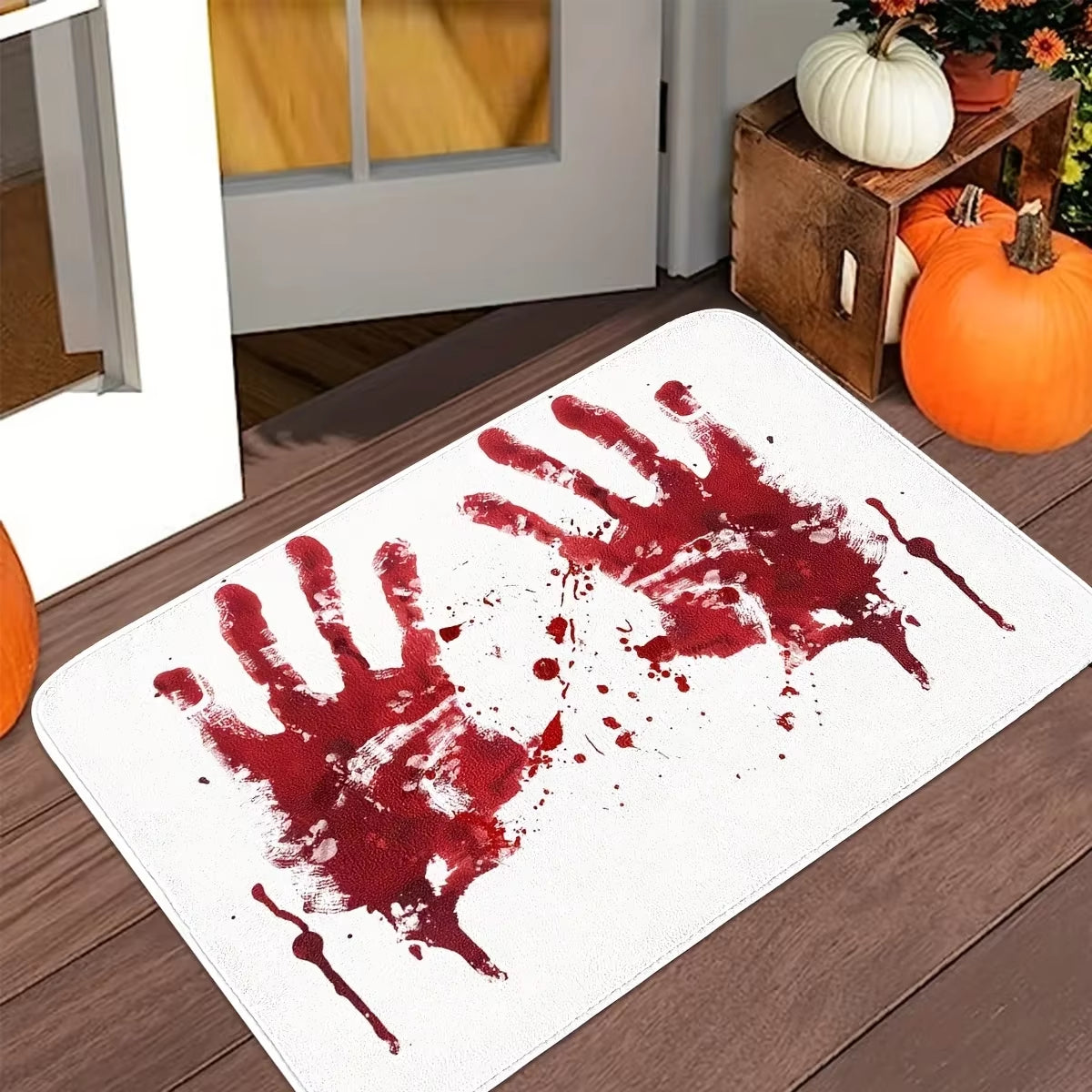 Halloween Bath Mat Bloody Handprint Entrance Doormat Decor Bathroom Corridor Balcony Rugs Prank Blood Bedroom Rug Halloween