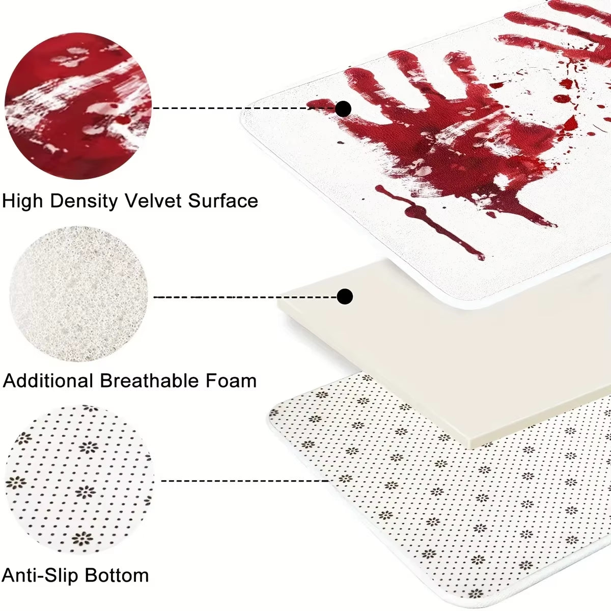 Halloween Bath Mat Bloody Handprint Entrance Doormat Decor Bathroom Corridor Balcony Rugs Prank Blood Bedroom Rug Halloween