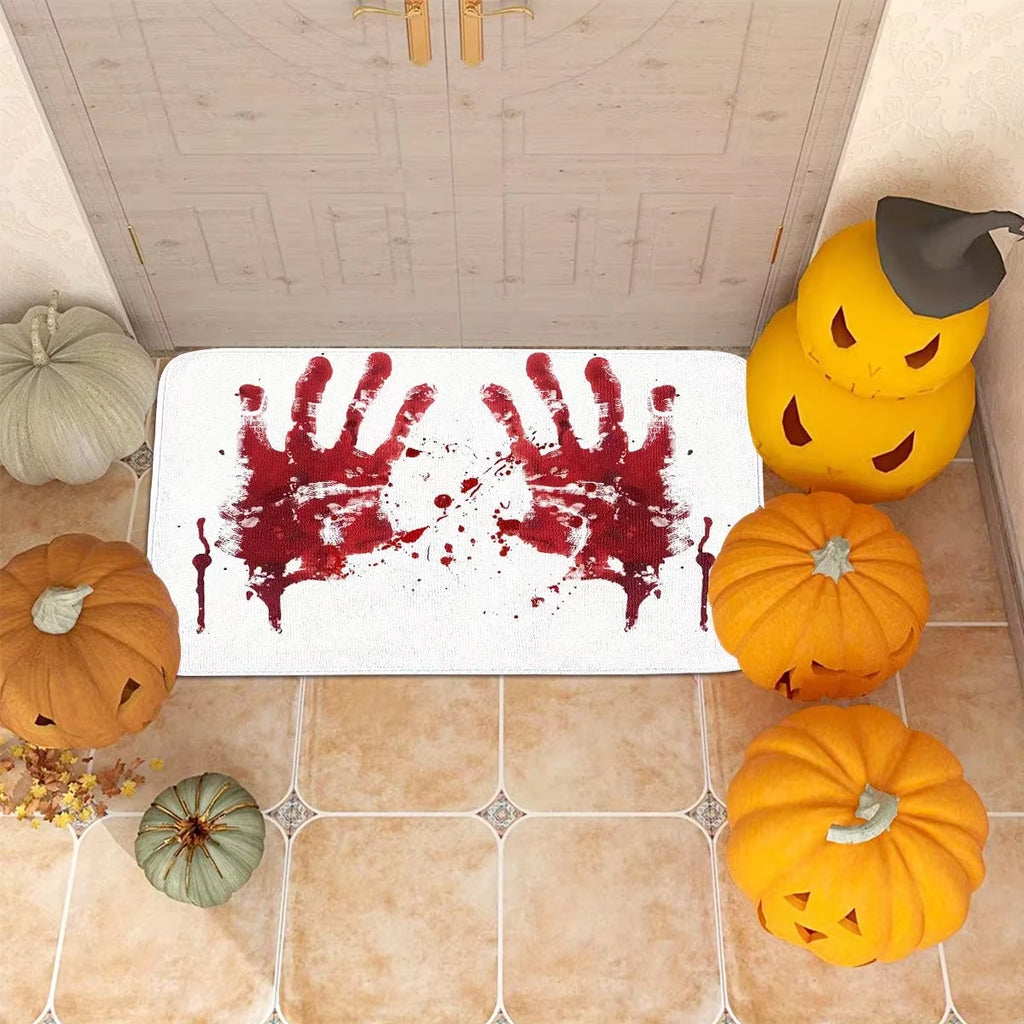 Halloween Bath Mat Bloody Handprint Entrance Doormat Decor Bathroom Corridor Balcony Rugs Prank Blood Bedroom Rug Halloween