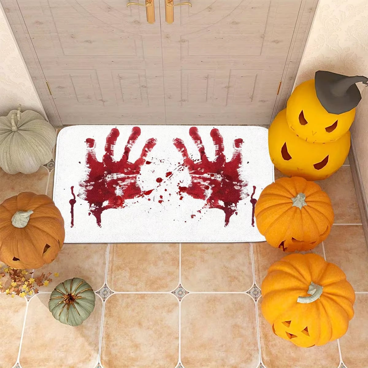 Halloween Bath Mat Bloody Handprint Entrance Doormat Decor Bathroom Corridor Balcony Rugs Prank Blood Bedroom Rug Halloween