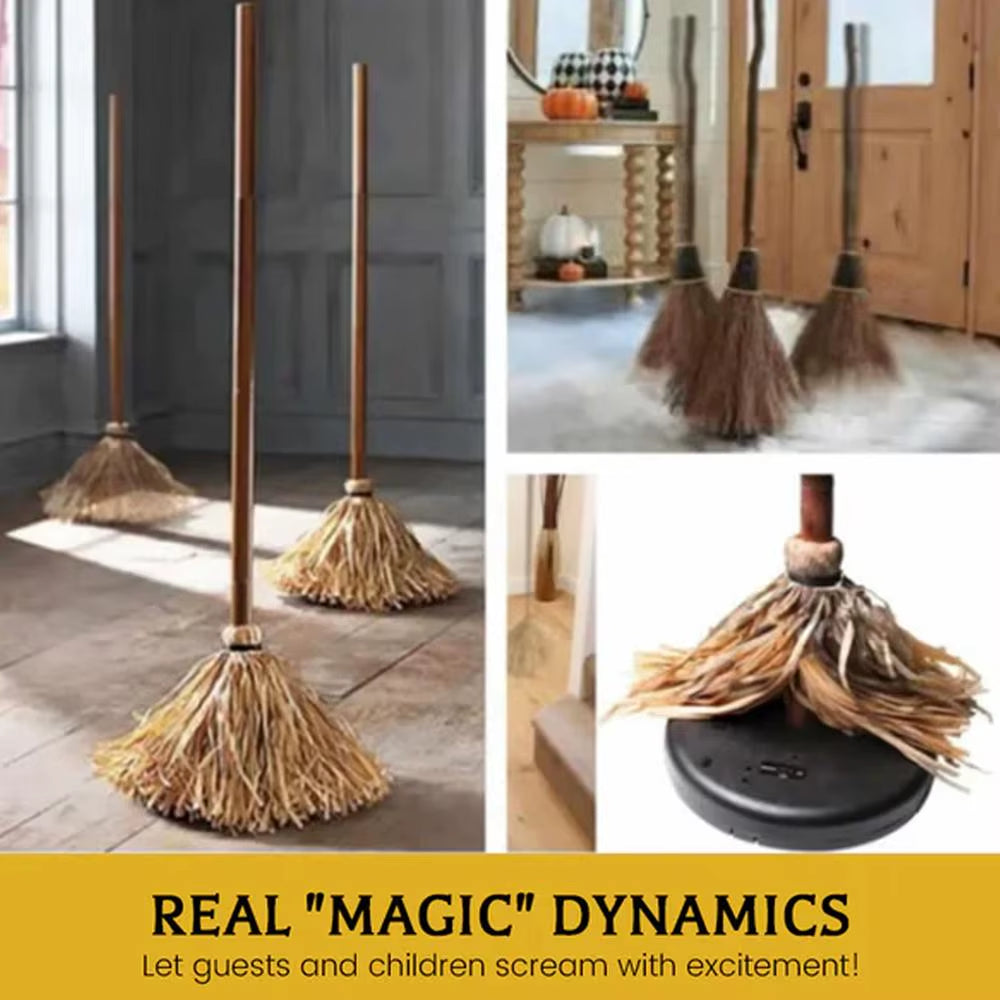 Halloween Floating Witch'S Broom Haunted Dancing Broom Moving Broomstick Magic Enchanter Sorceress Broom Prop Light up Sound