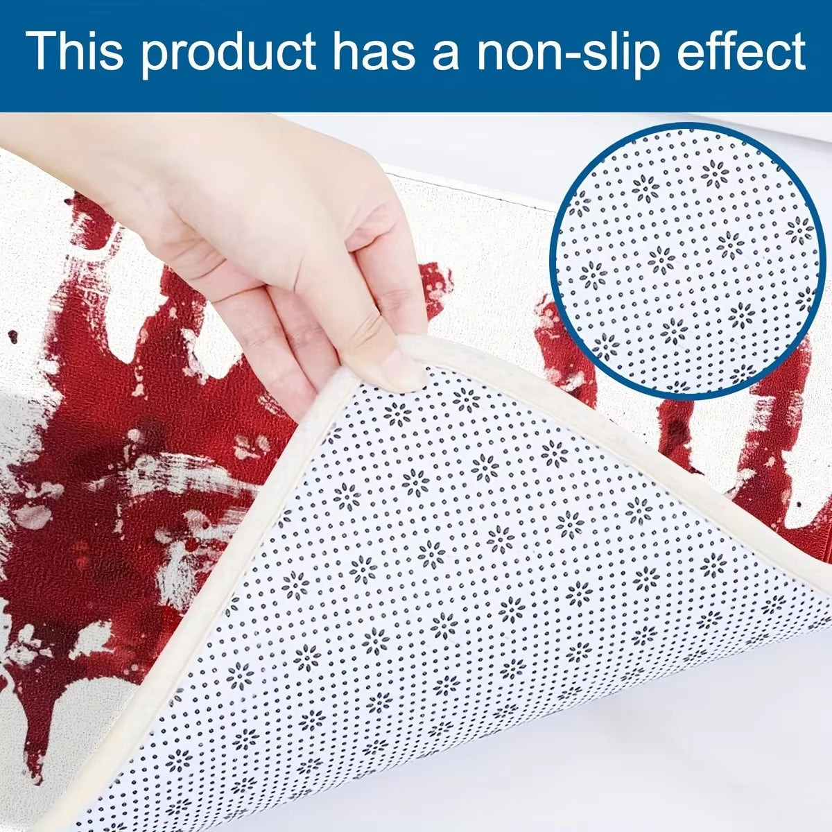Halloween Bath Mat Bloody Handprint Entrance Doormat Decor Bathroom Corridor Balcony Rugs Prank Blood Bedroom Rug Halloween