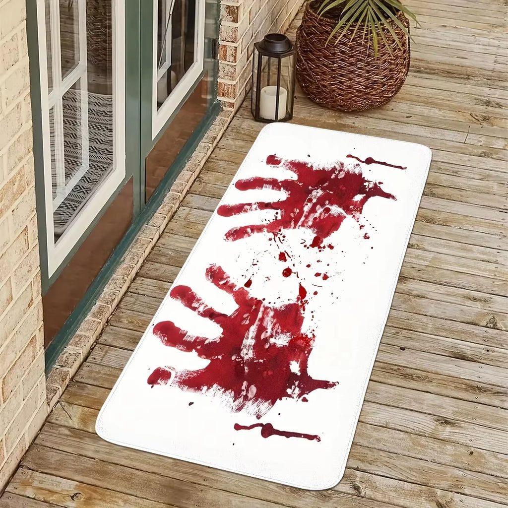 Halloween Bath Mat Bloody Handprint Entrance Doormat Decor Bathroom Corridor Balcony Rugs Prank Blood Bedroom Rug Halloween
