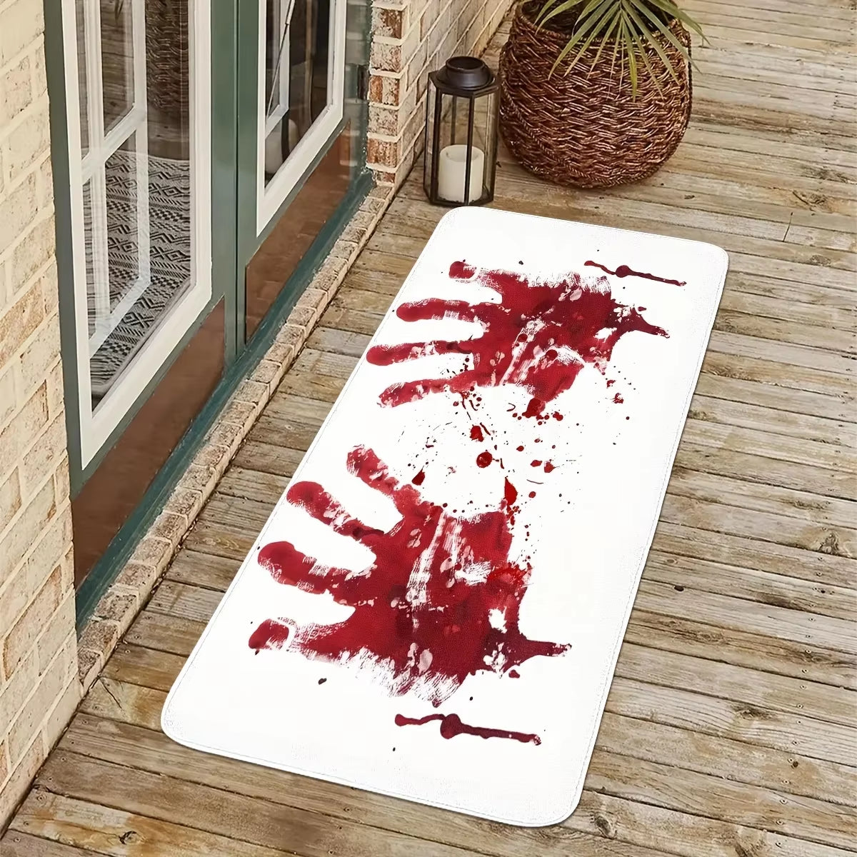 Halloween Bath Mat Bloody Handprint Entrance Doormat Decor Bathroom Corridor Balcony Rugs Prank Blood Bedroom Rug Halloween