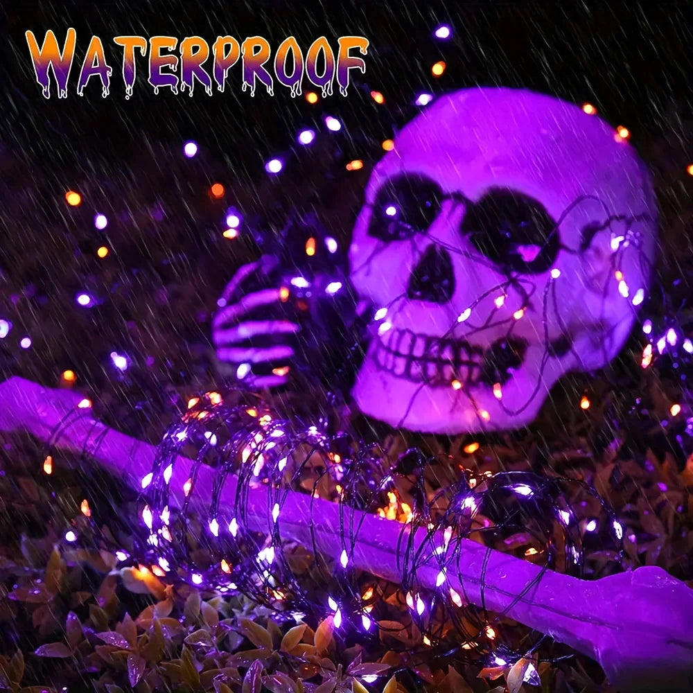 60M 600 Leds Halloween Orange and Purple String Lights Halloween Fairy Lights 8 Modes for Outdoor Garden Balcony Party Christmas